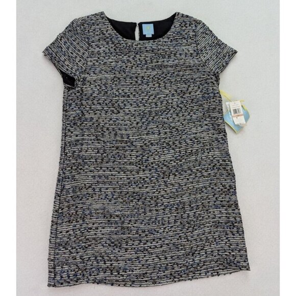 Cece Women's Dress Size 12P Woven Shift Mini Short Sleeve Metallic Shimmer - Picture 1 of 14